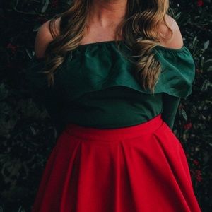 Off the Shoulder Green Top